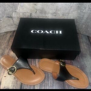 Coach Tan and Black Leather Sandals New condition